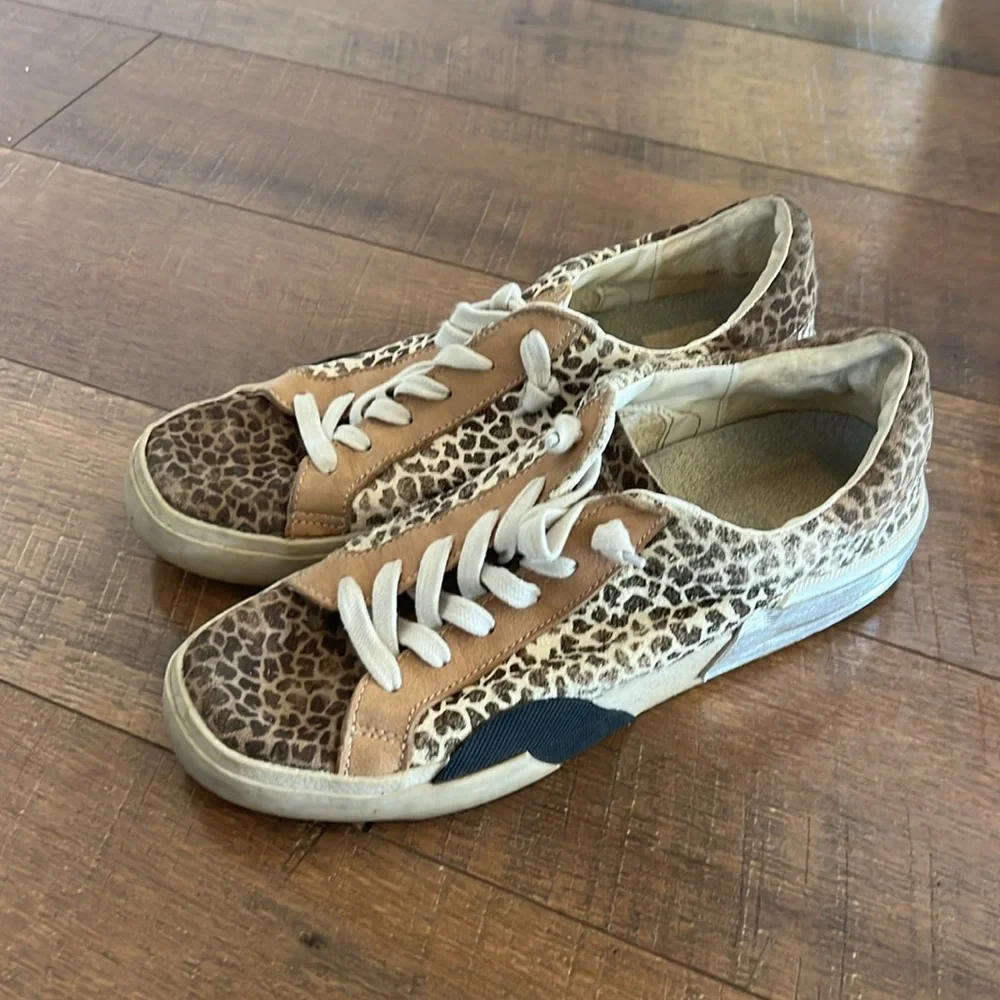 Dolce Vita Brown and White Leopard Print Sneakers